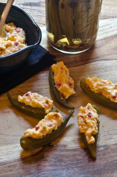 Pimento Cheese Stuffed Pickled Okra