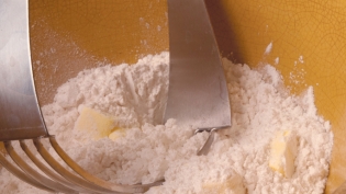 baking and mixing flour and butter
